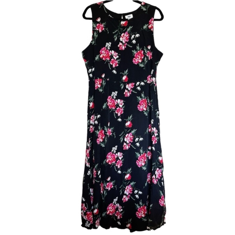 Old‎ Navy Black Floral Print Dress Sz 16